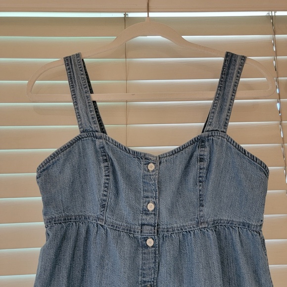 Levis Joni Denim Jean Dress Women’s Small Blue Sleeveless Tiered Button Front - Picture 4 of 8